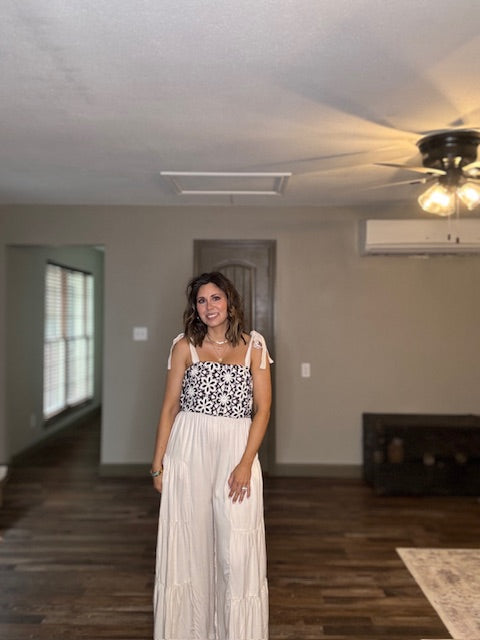 Floral Embroidered Tiered Leg