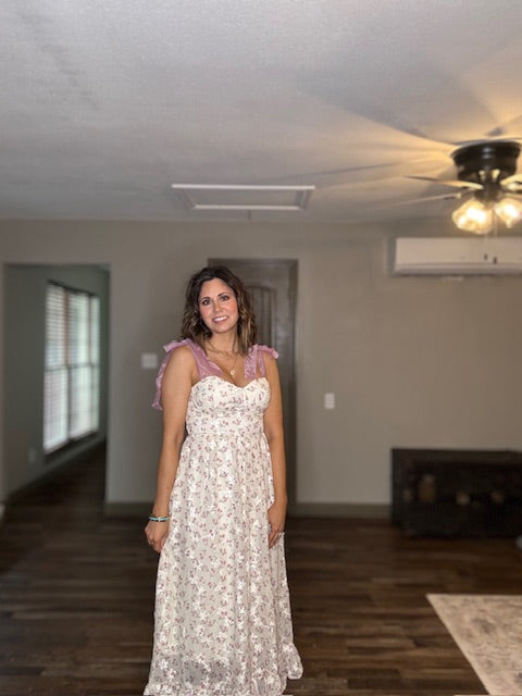 Floral Print Embroidered Sundress