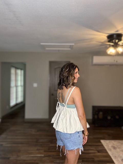 Ruffle Hem Bubble Crop Top