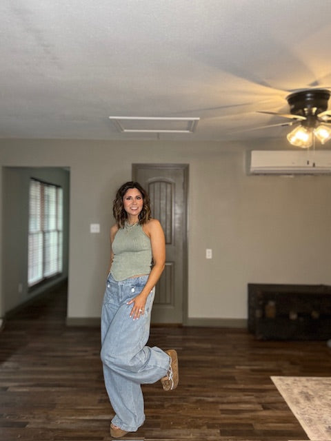 Classic Basic Washed Ribbed Tank Top