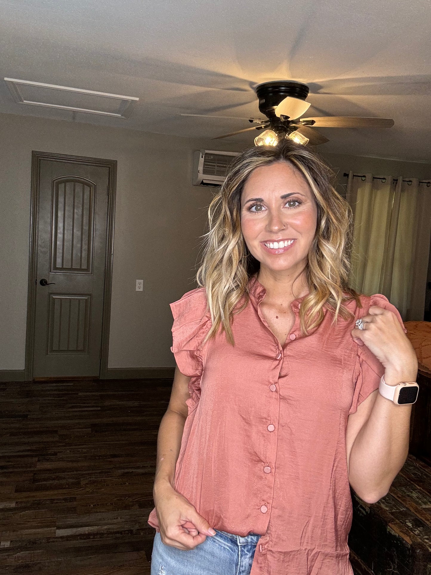 Button Down Ruffled Top