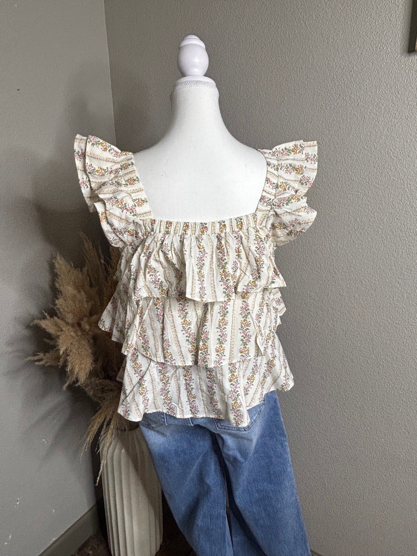 Tiered Bow Tie Floral Top