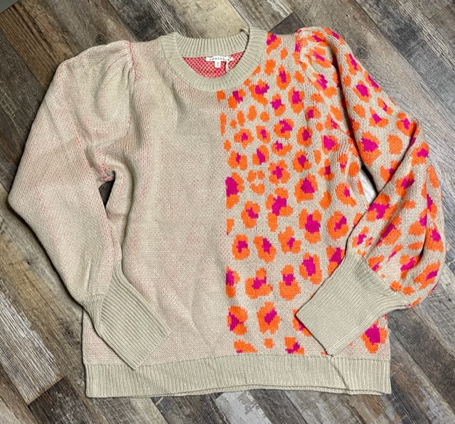 Colorblock Leopard Sweater