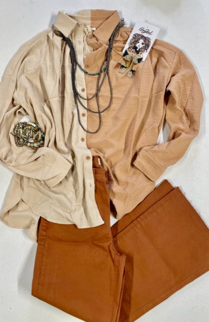 Colorblock Ruched Shoulder Top