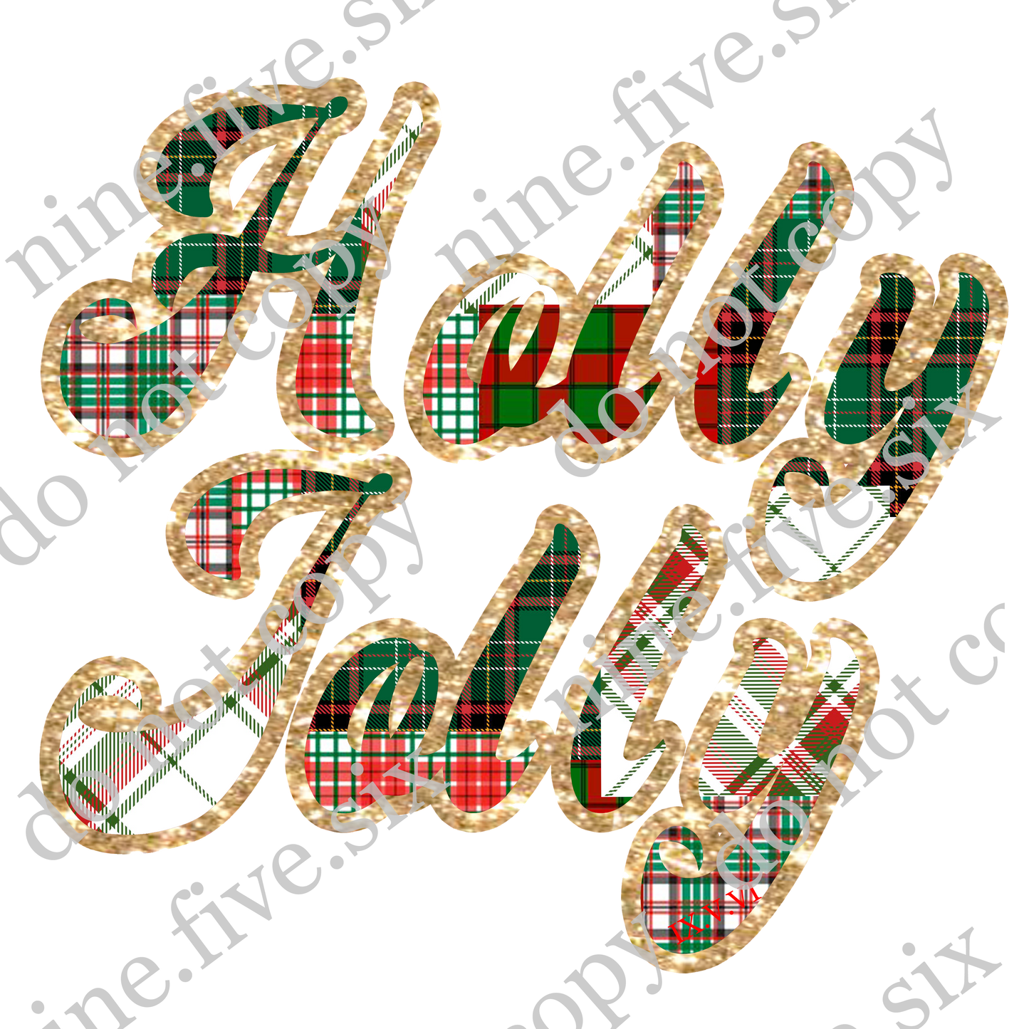 Glitter Plaid Holly Jolly