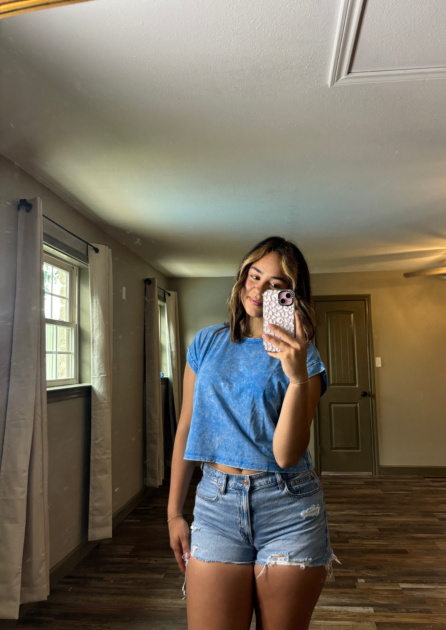 Ocean Blue Washed Cuff Shirt