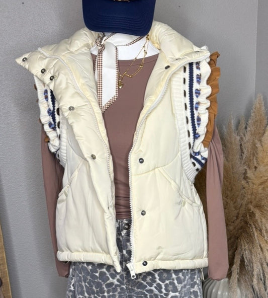 Ruffle puffer vest