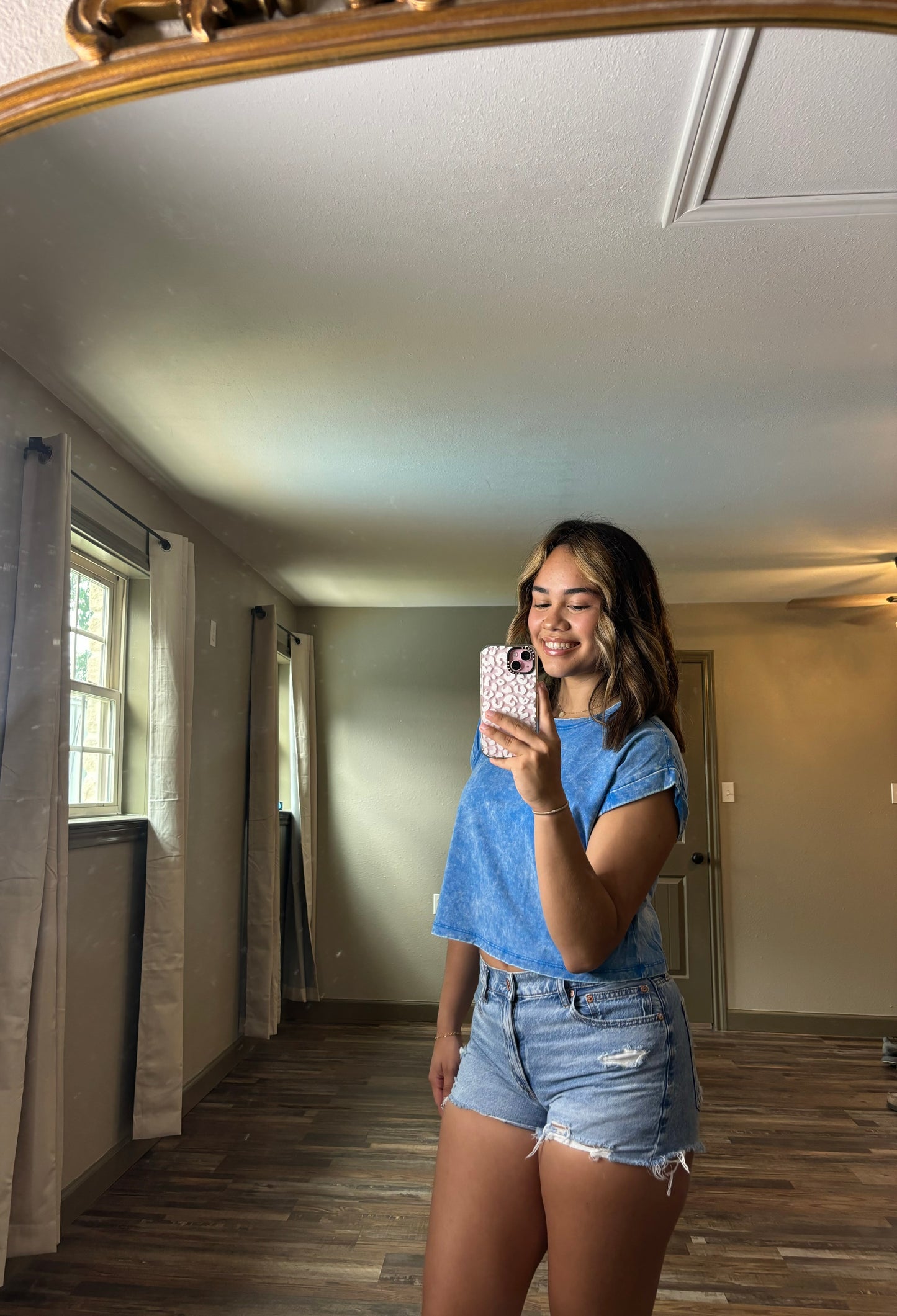 Ocean Blue Washed Cuff Shirt