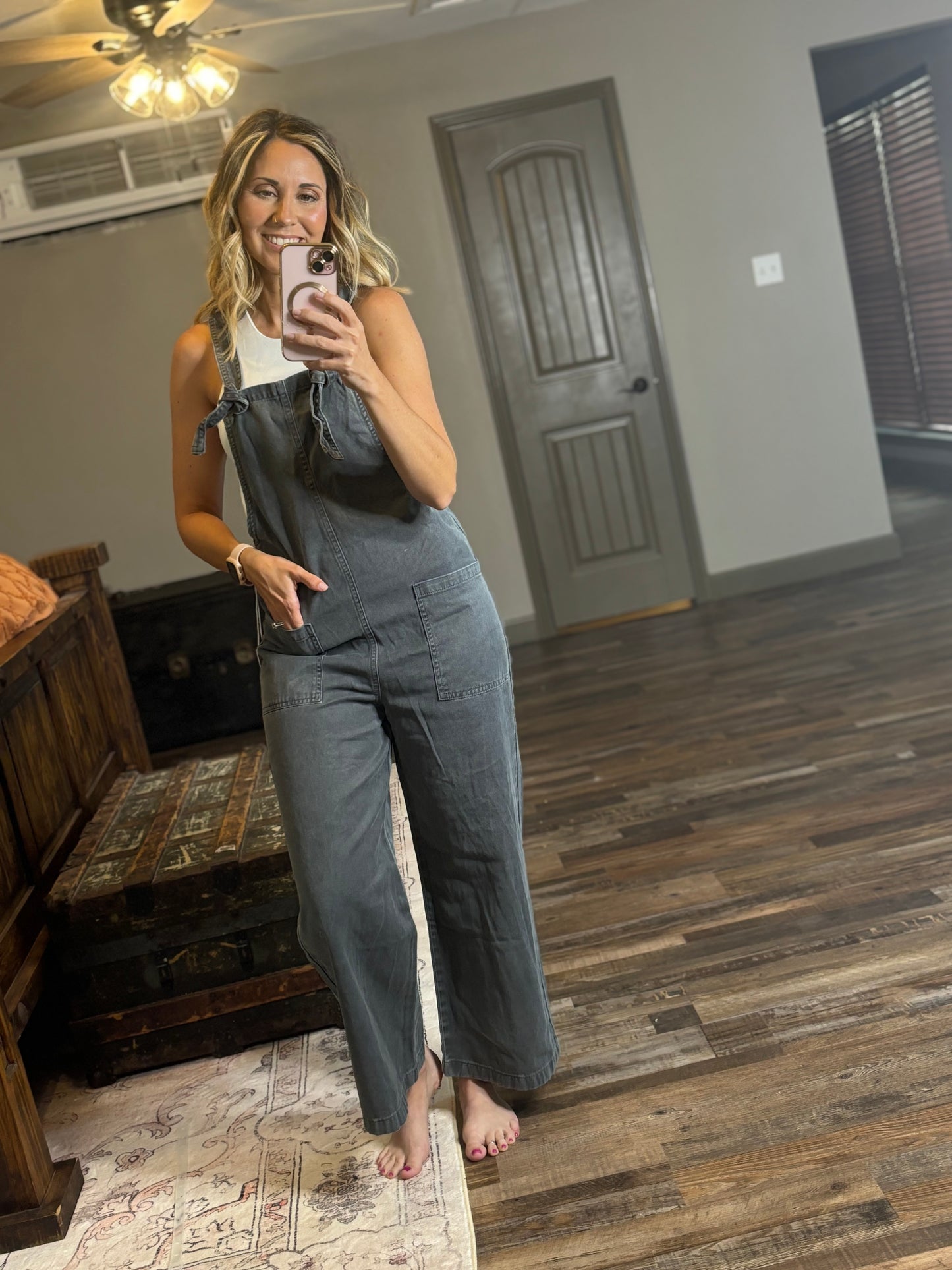 Washed Knot Strap Jumpsuit