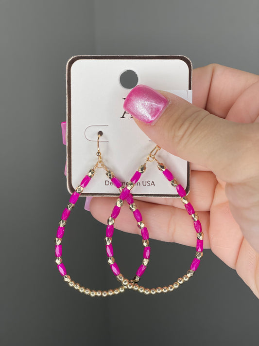 Pink Teardrop Earring