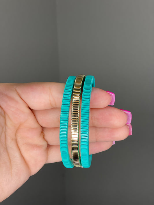 Turquoise and Gold Bracelet Set