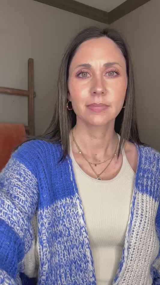 Blue and White Knit Sweater