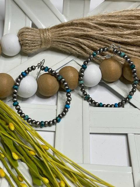 Navajo Pearl with Natural Gemstone hoops