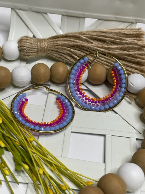 Boho Beaded Hoops