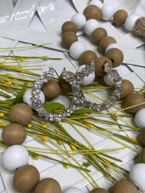 Textured Rhinestone Hoop