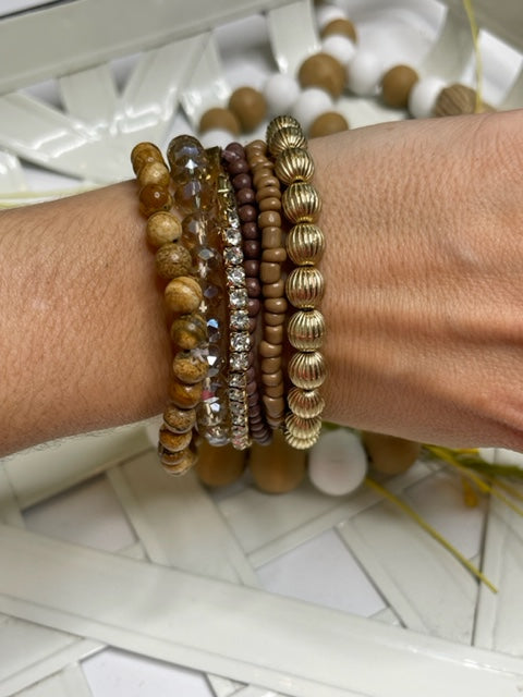 Mix Bead Bracelets Brown