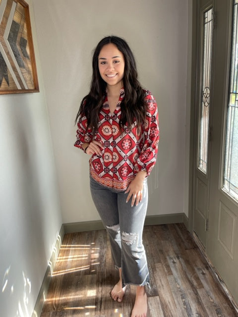 Boho Red Top