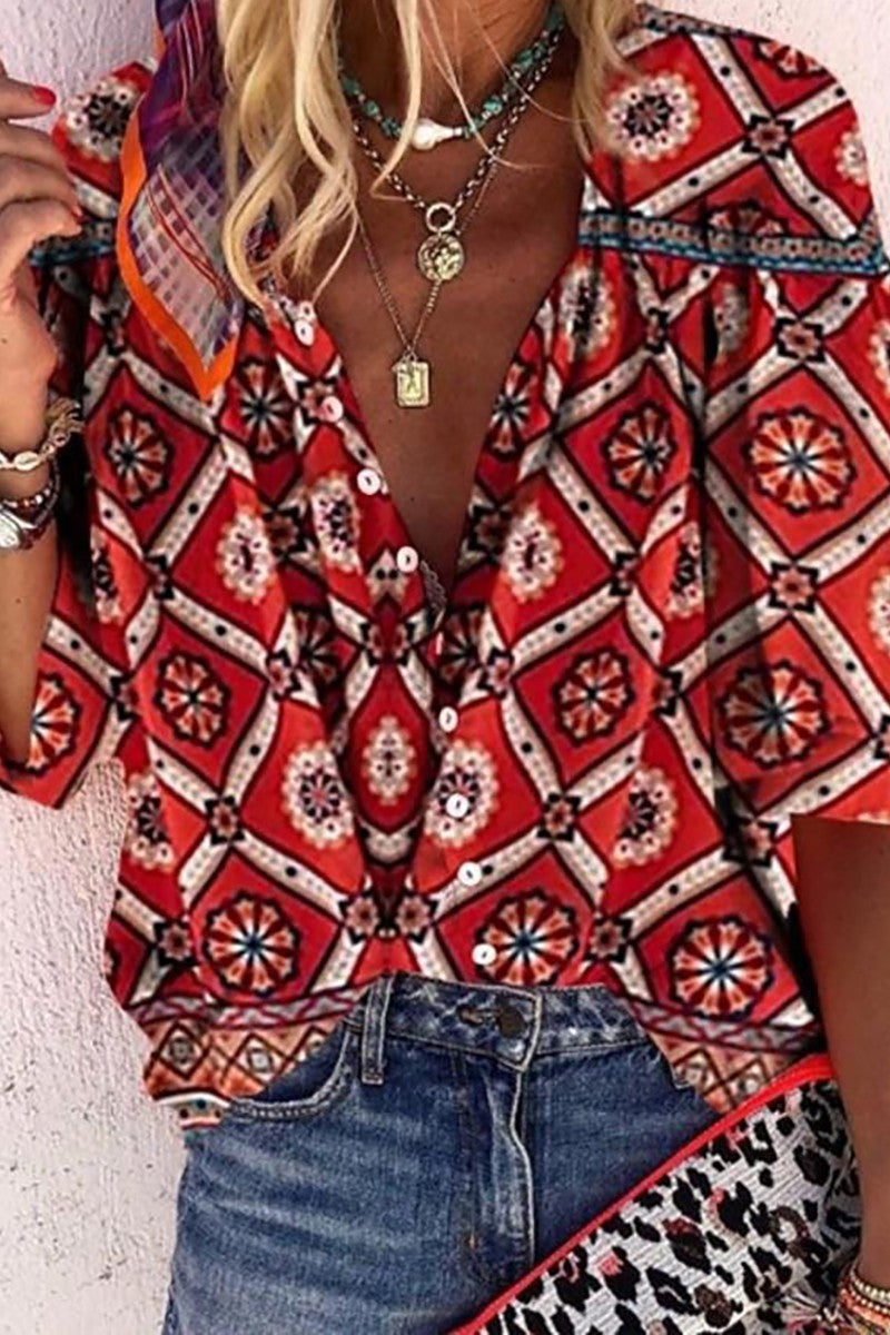 Boho Red Top